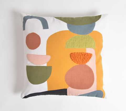 Embroidered patchwork cushion | Coussin patchwork brodé