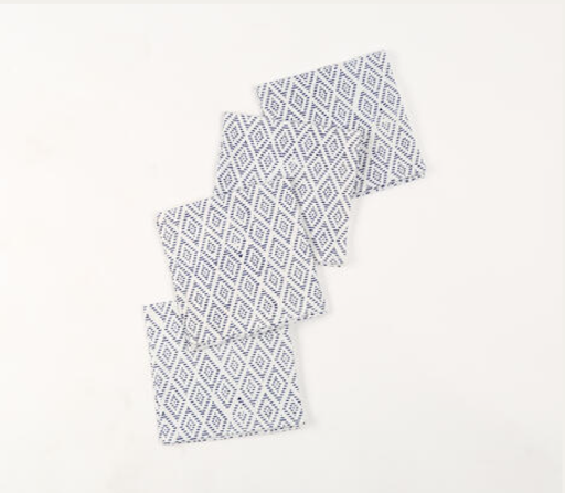 Indigo Block Printed Napkins (Set Of 4) | Serviettes de table imprimées en bloc indigo (lot de 4)