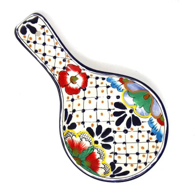 Encantada Handmade Pottery Spoon Rest, Dots & Flowers | Encantada Repose-cuillère en poterie artisanale, Dots & Flowers