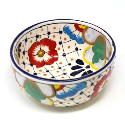 Encantada Handmade Pottery 5.5-inch, Set of 2 Bowls, Dots & Flowers | Encantada Handmade Pottery 5.5-inch, set de 2 bols, Dots & Flowers