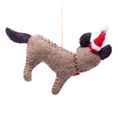 German Shepherd Santa Handmade Felt Ornament | Père Noël allemand Ornement en feutre fait à la main