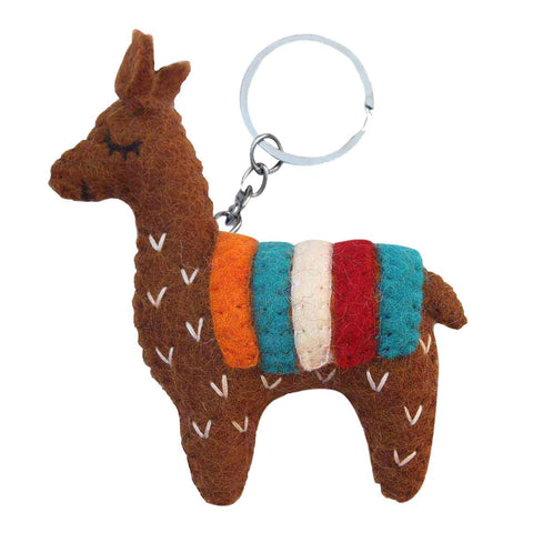 Brown Llama Felt Key Chain | Porte-clés en feutre lama marron