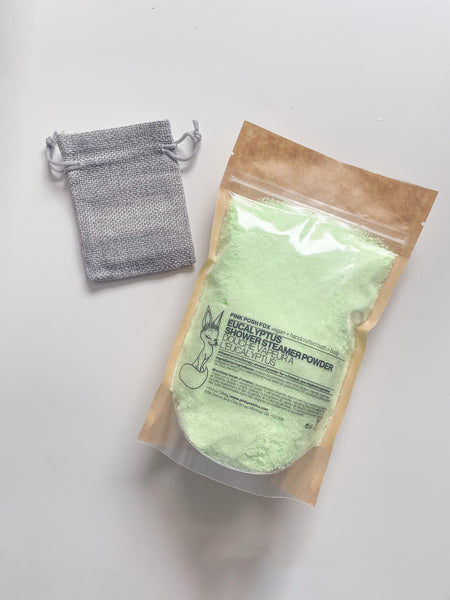 Eucalyptus Shower Steamer Powder with Linen Bag