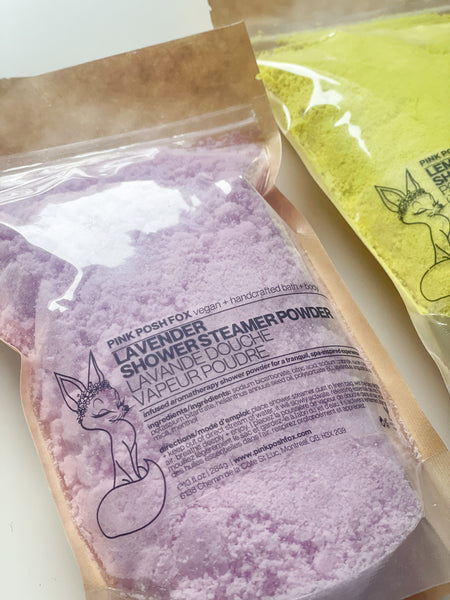 Lavender Shower Steamer Powder with Linen Bag