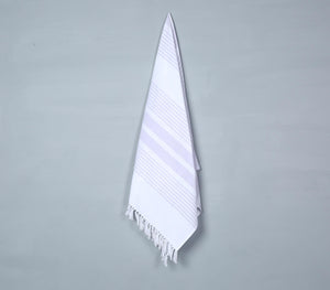 Handwoven striped cotton bath towel | Serviette de bain en coton rayé tissé à la main