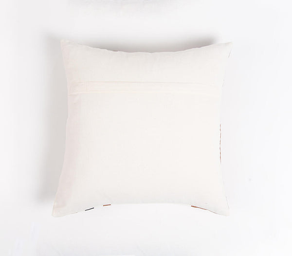 Patchwork cotton & pu cushion | Coussin patchwork en coton et pu