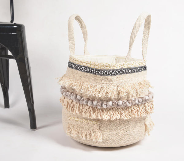 Statement textured cotton storage basket | Panier de rangement en coton texturé