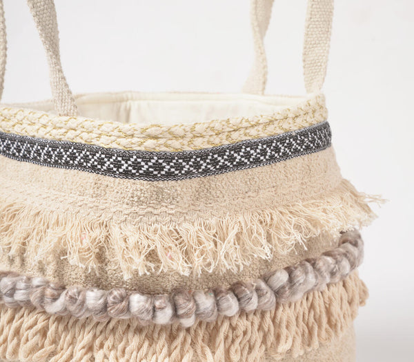 Statement textured cotton storage basket | Panier de rangement en coton texturé