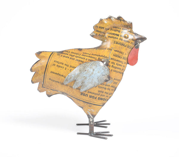 Recycled iron rooster tabletop decorative | Coq en fer recyclé décoratif pour table