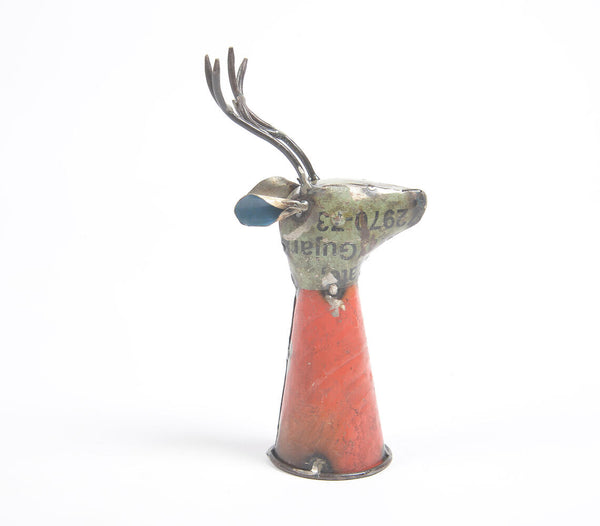 Recycled iron Deer-head tabletop decorative | Fer recyclé Tête de cerf décorative pour table