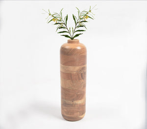 Turned acacia wood sleek flower vase | Vase à fleurs élégant en bois d'acacia tourné
