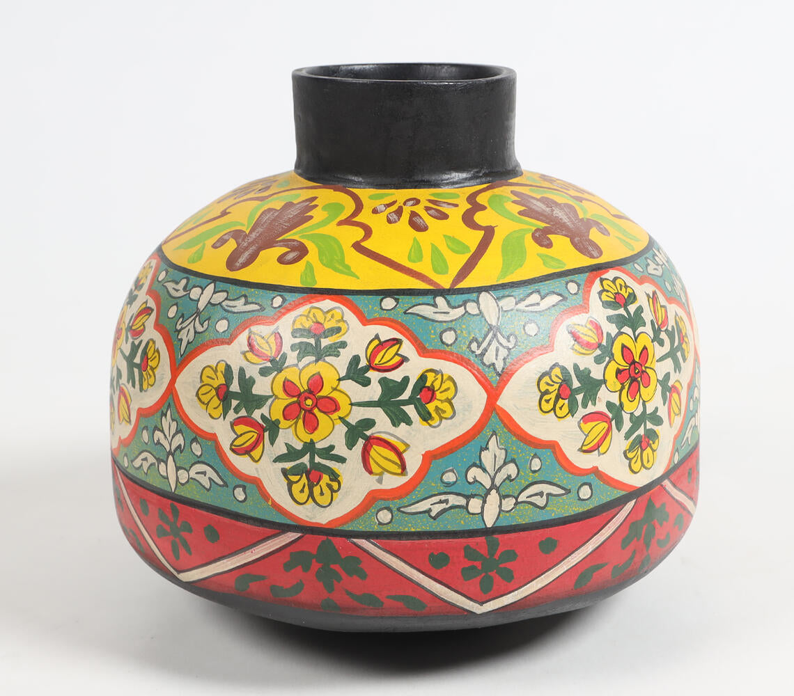Papier mache round multicolor vase | Vase rond multicolore en papier mâché