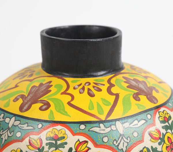 Papier mache round multicolor vase | Vase rond multicolore en papier mâché