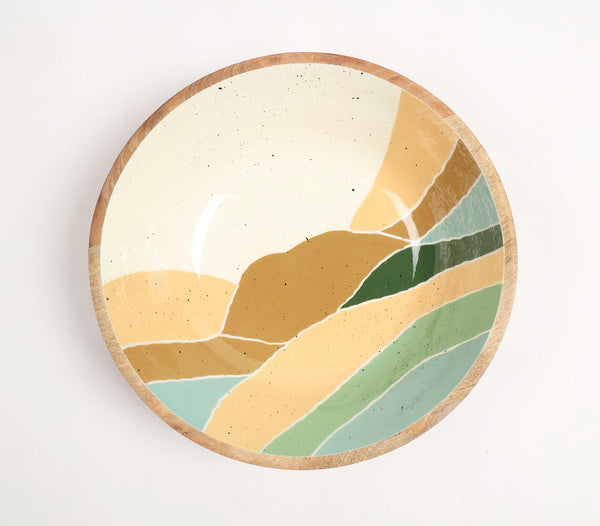 Enamelled abstract wooden bowl | Bol abstrait en bois émaillé