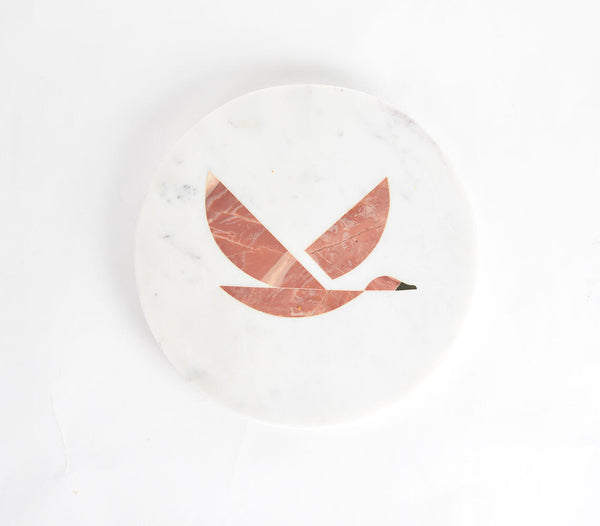 Bird inlay marble cheese board | Plateau à fromage en marbre avec incrustation d'oiseaux