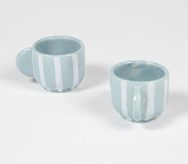 Ceramic striped egg cups (set of 2) | Coquetiers en céramique à rayures (lot de 2)