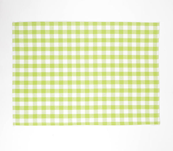 Lime checkered handwoven cotton kitchen towels (set of 3) | Serviettes de cuisine en coton tissé à la main à carreaux (lot de 3)