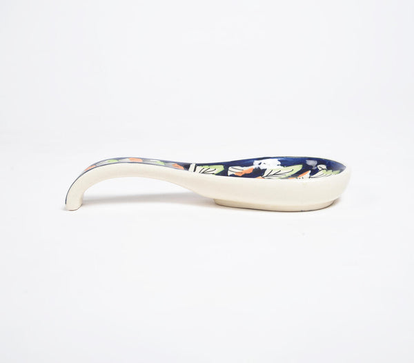 Hand painted ceramic spoon rest | Porte-cuillère en céramique peint à la main