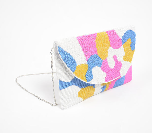 Camouflage pattern multicolor clutch bag | Pochette multicolore à motif camouflage