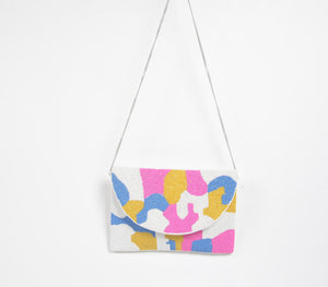 Camouflage pattern multicolor clutch bag | Pochette multicolore à motif camouflage