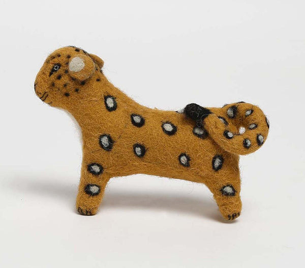 Handmade felt cotton cheetah toy | Jouet guépard en coton feutré fait main