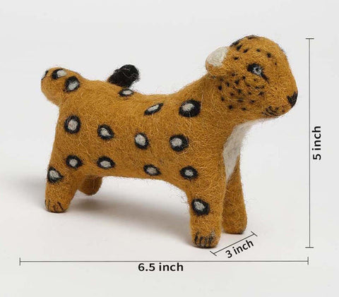 Handmade felt cotton cheetah toy | Jouet guépard en coton feutré fait main