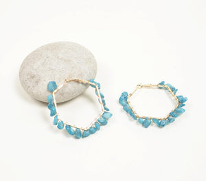 Ocean blue shells hexagonal-loop earrings | Boucles d'oreilles hexagonales en coquillages bleus de l'océan