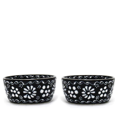 Set of 2 Encantada Handmade Pottery Appetizer & Dip Bowl, Ink | Lot de 2 bols à apéritif et à tremper en poterie artisanale Encantada, encre